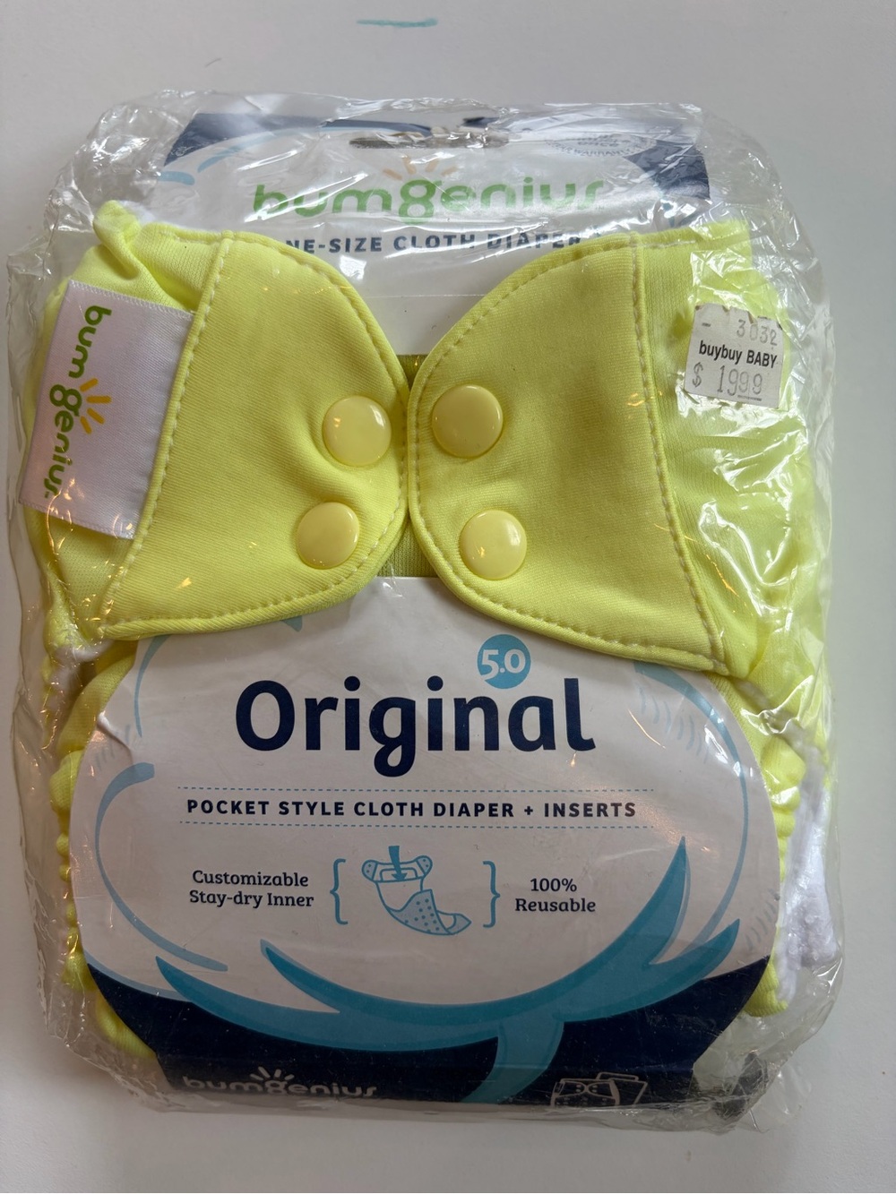BumGenius Bright Yellow Original Pocket Cloth Diaper